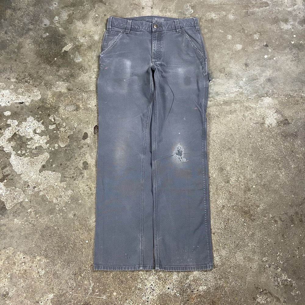Carhartt Rugged Flex Duck Canvas Pants Size 31x34 Gray Relaxed Fit Work Wear